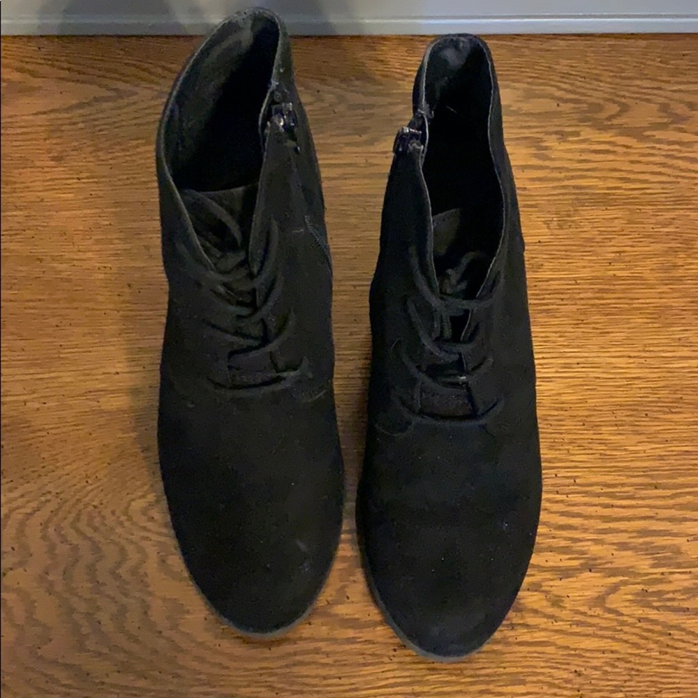Black wedge booties